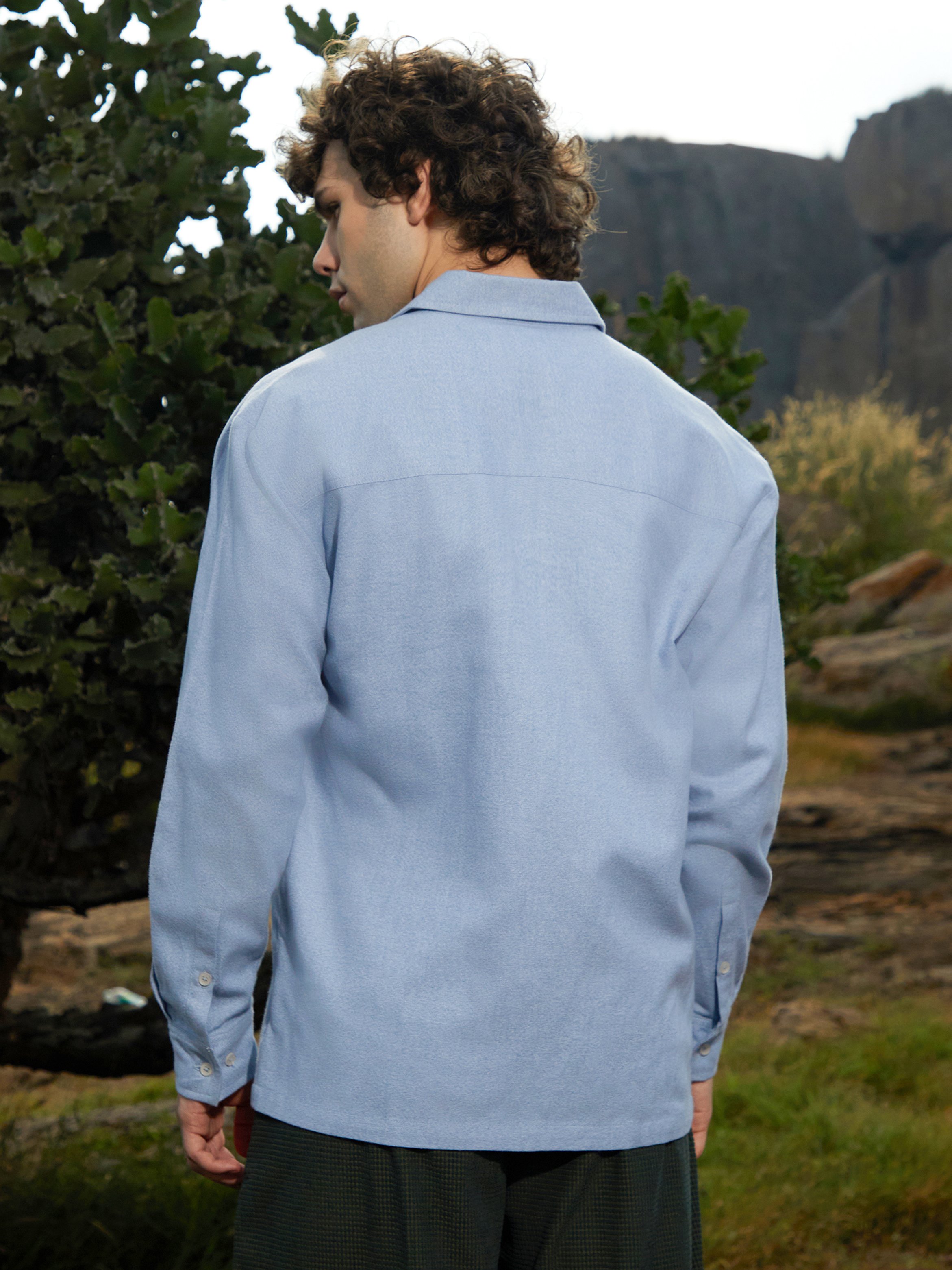Men Blue Utility Oversized Shirt