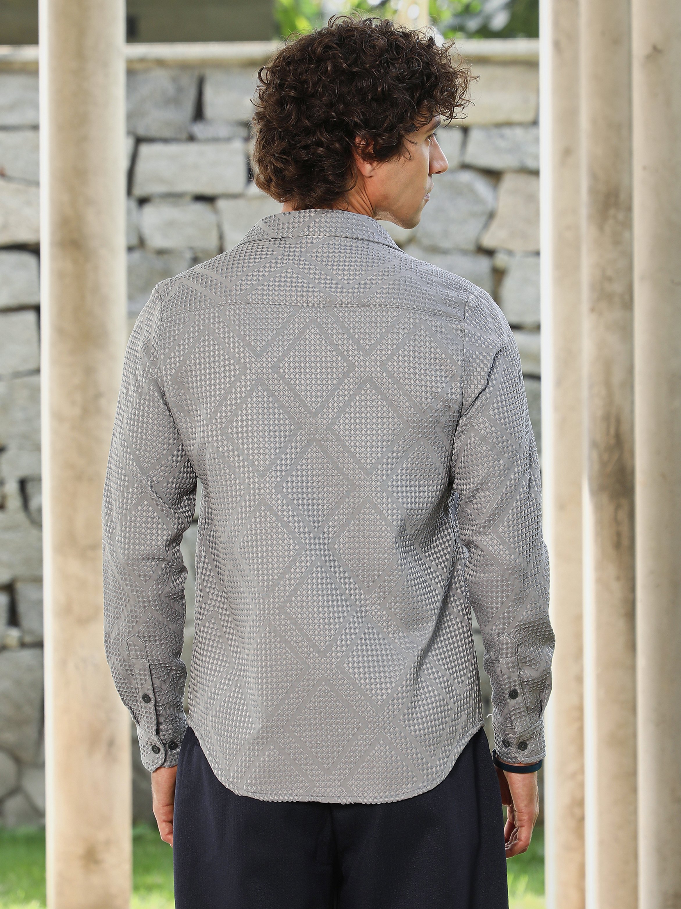 Men Flint Grey Shard-Tactile Shirt