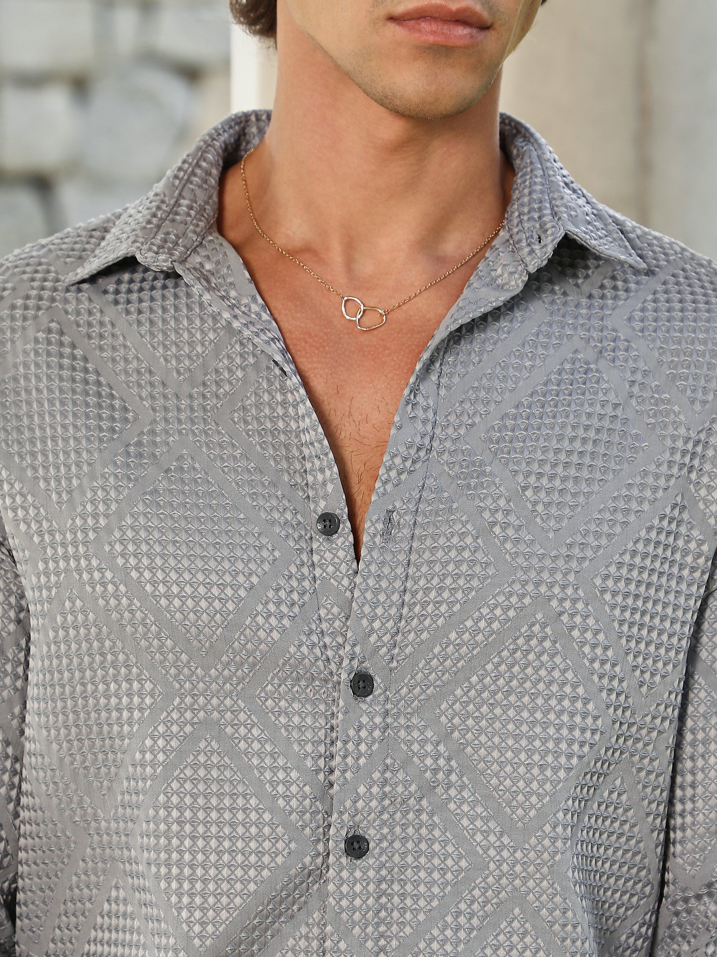 Men Flint Grey Shard-Tactile Shirt