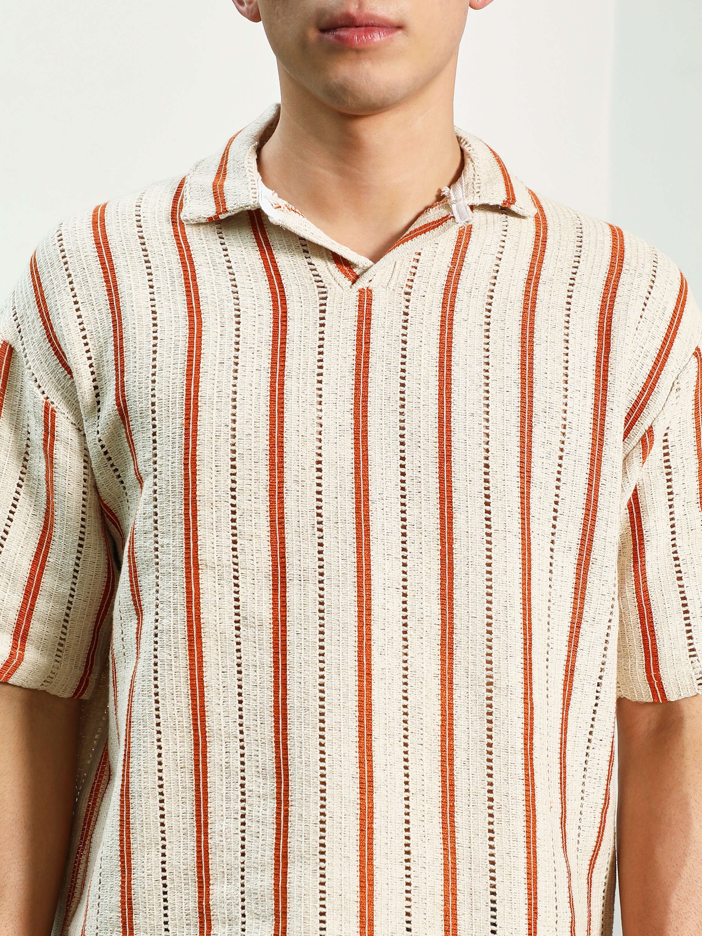 Men Striped Short Sleeve Cotton T-Shirt