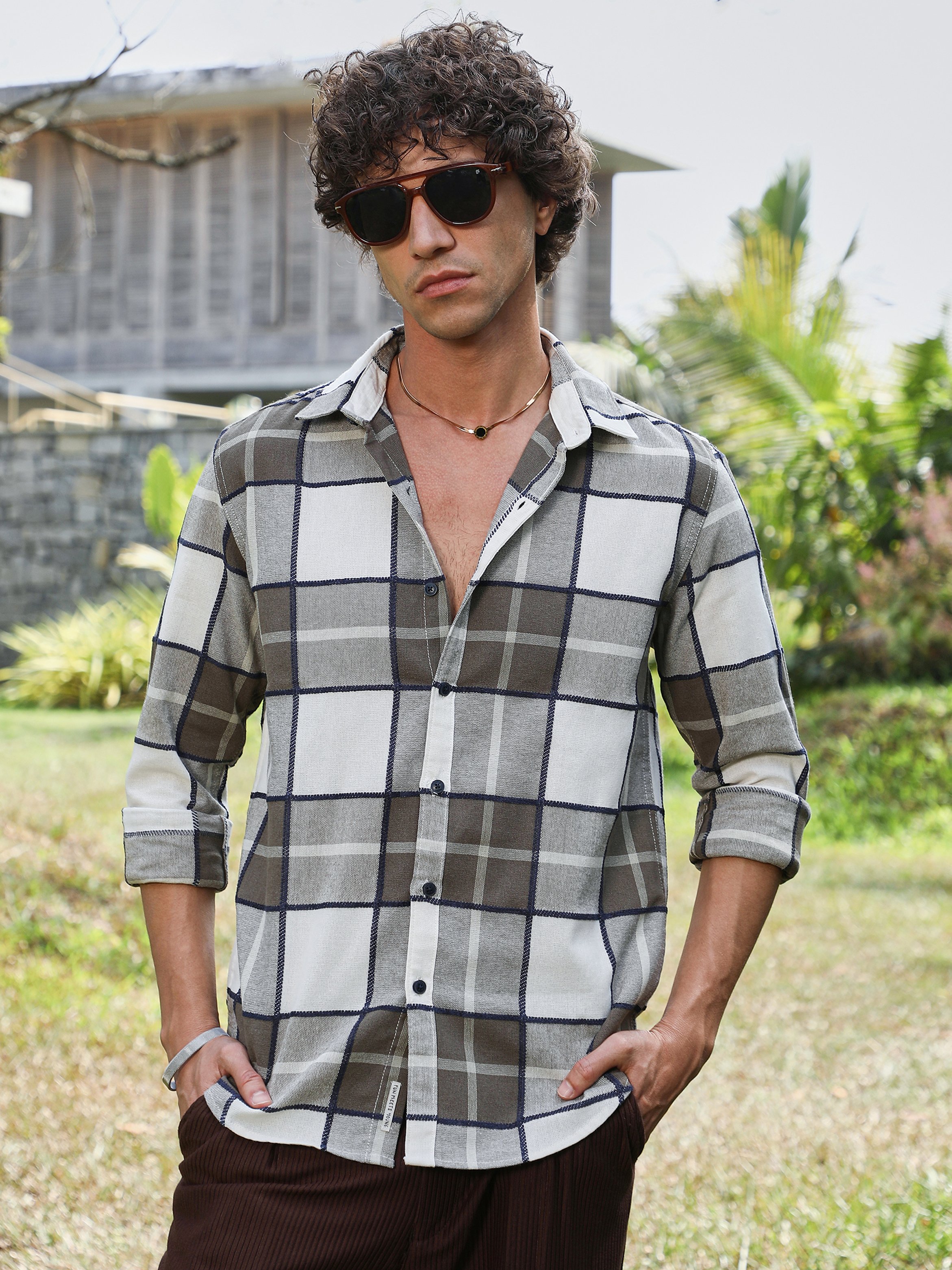 Men Green Checkered Regular Shirt