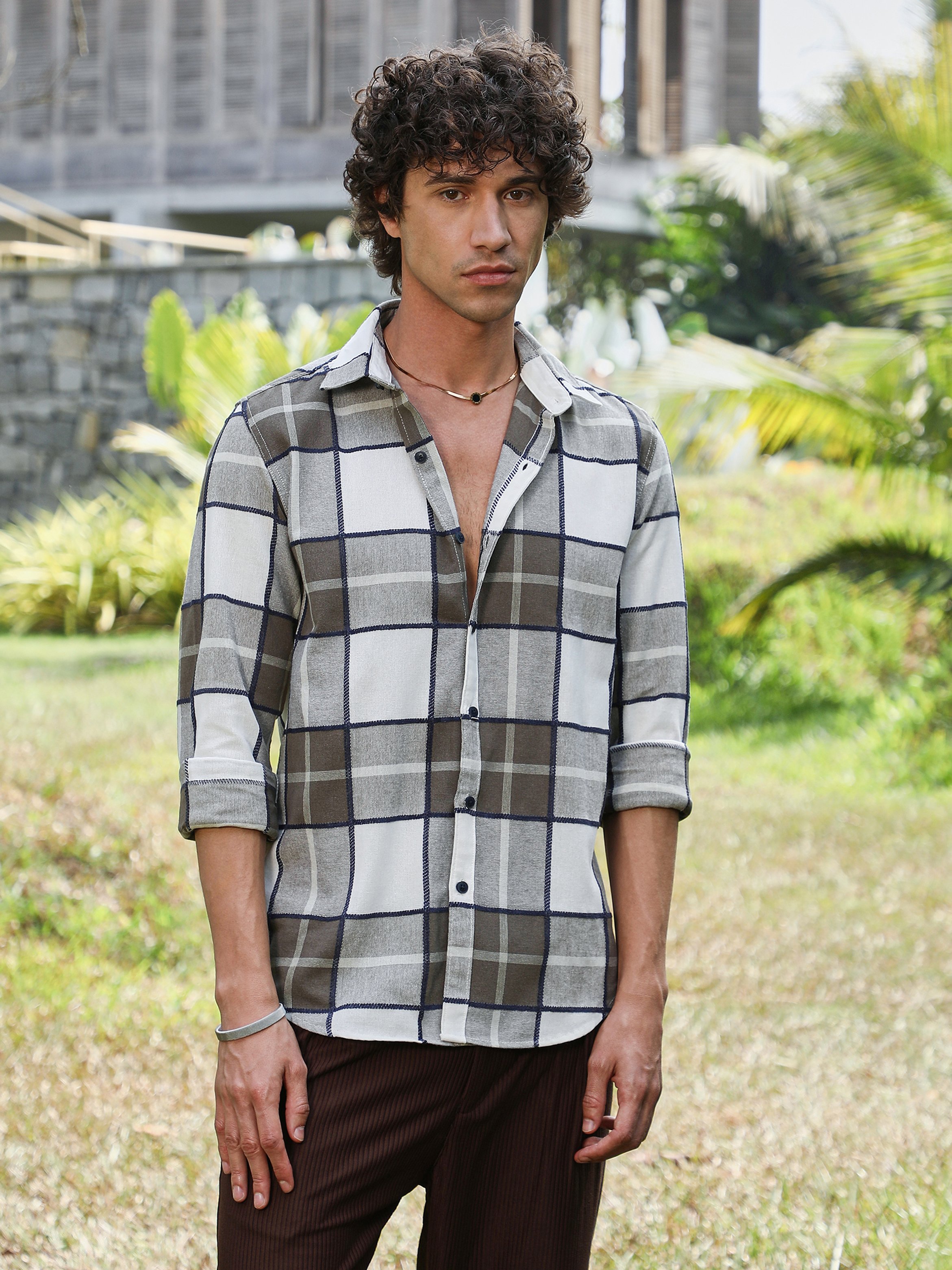 Men Green Checkered Regular Shirt