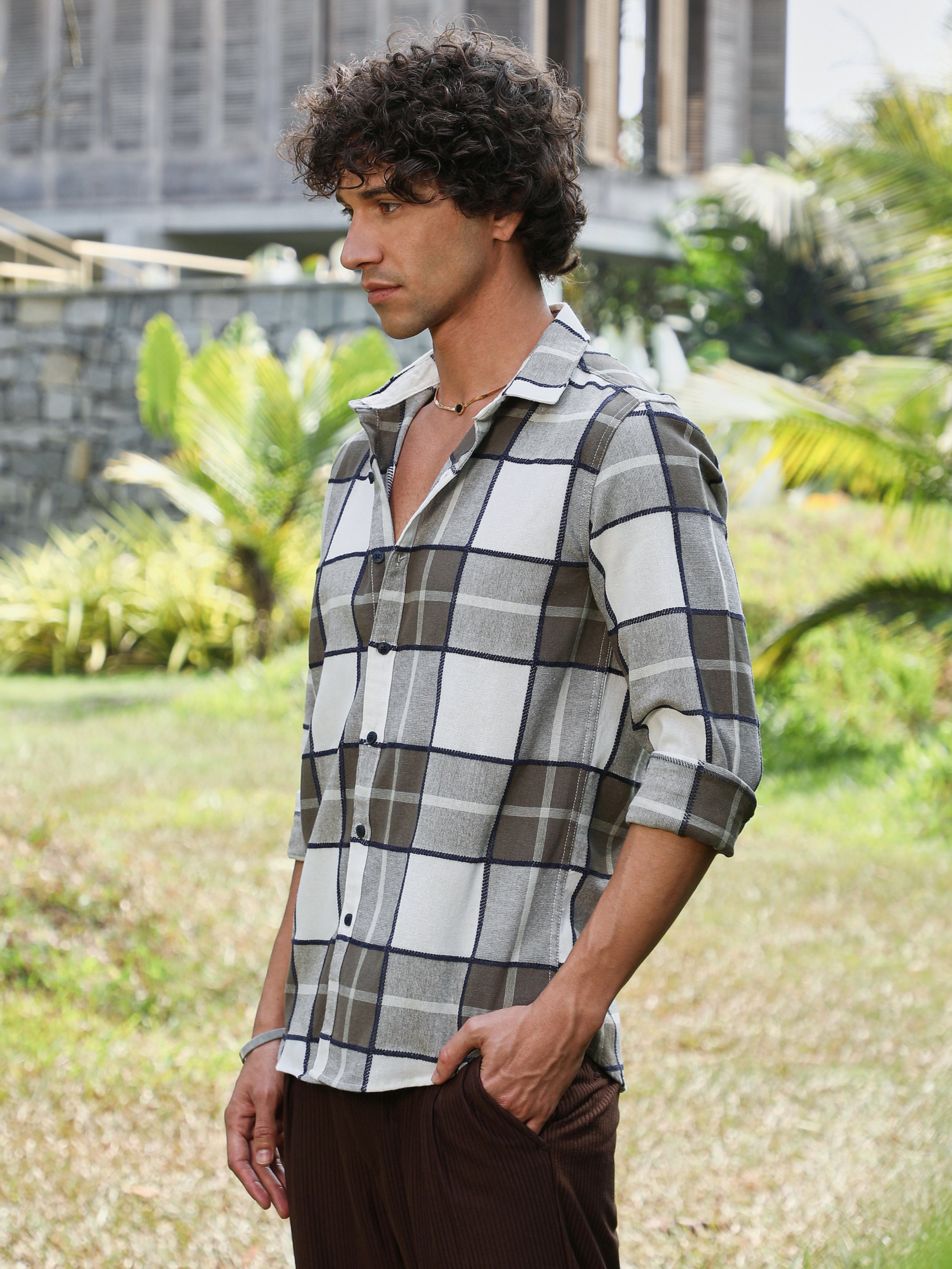 Men Green Checkered Regular Shirt