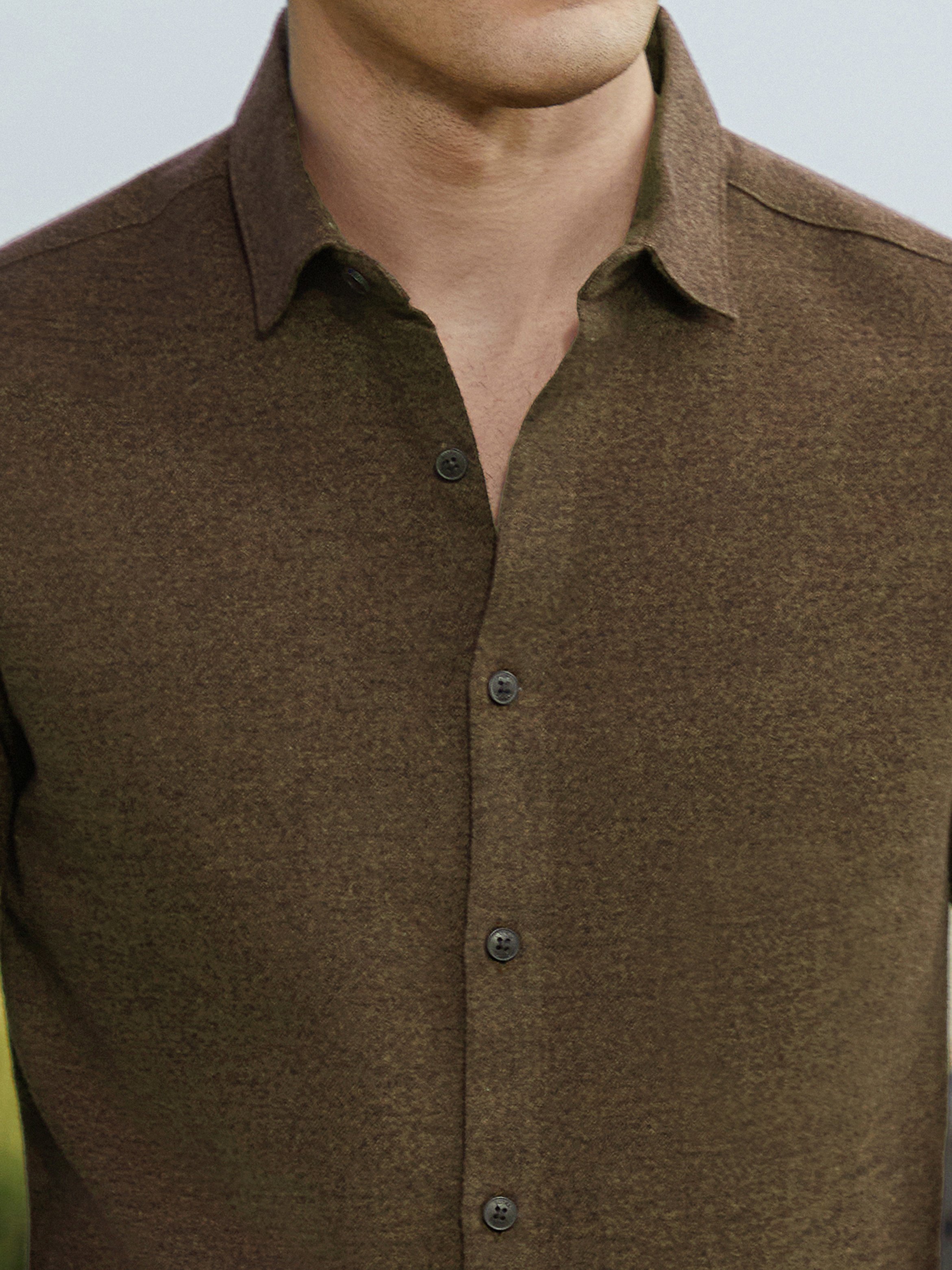 Men Brown Solid Regular Shirt