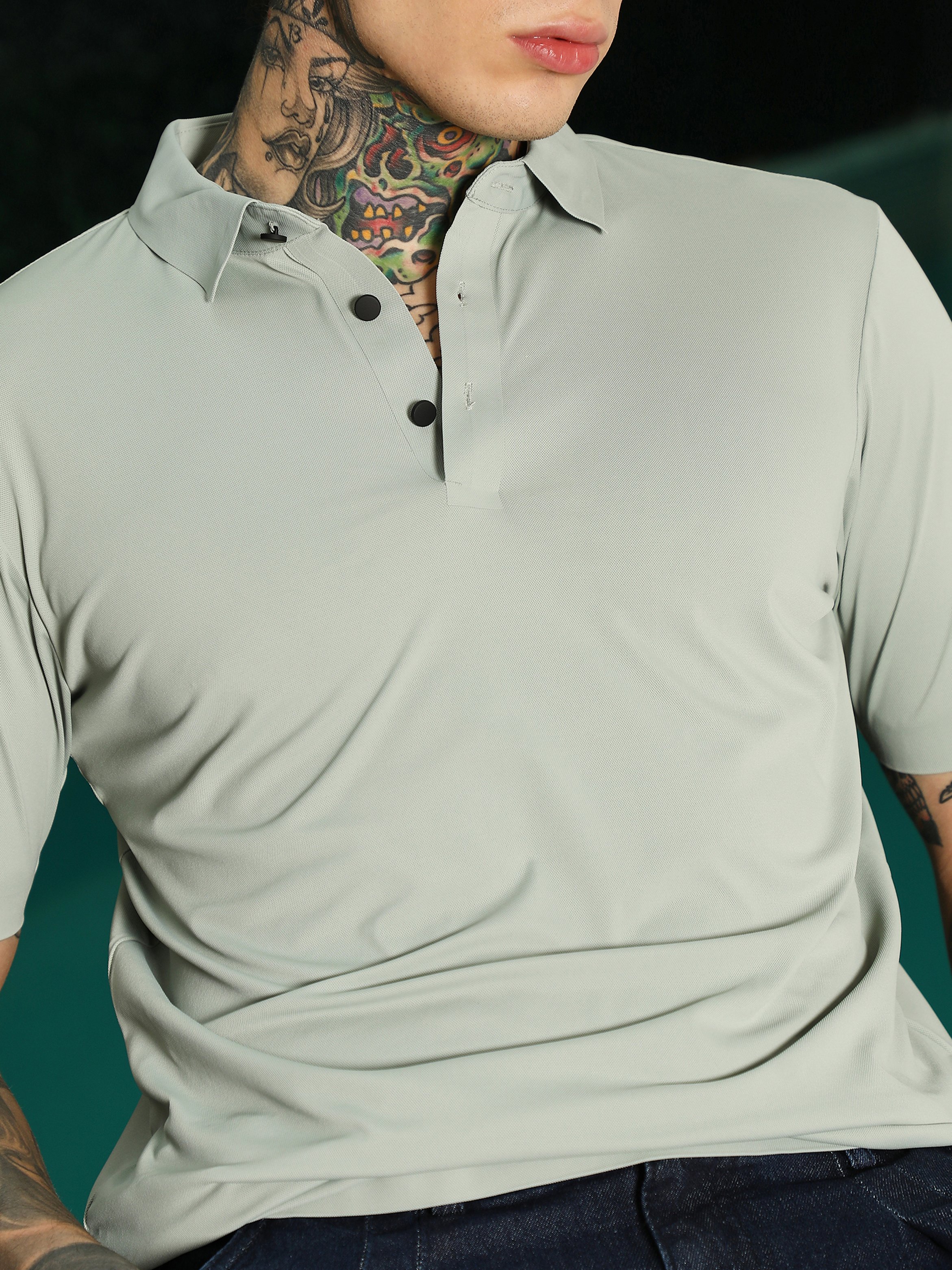Men Green Slim Fit Short Sleeve Polo