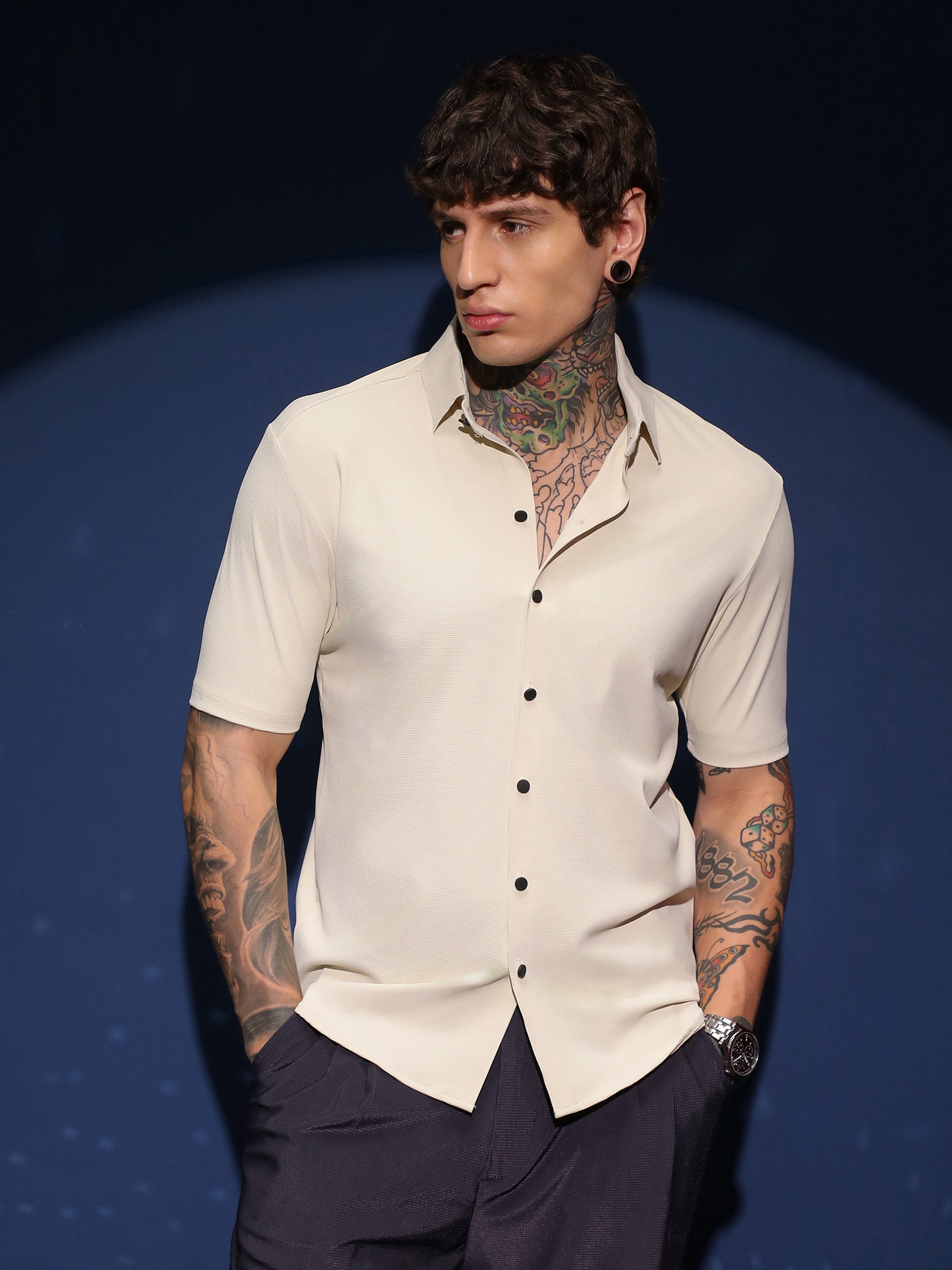 Men Off-White Seamless Waffle Shirt
