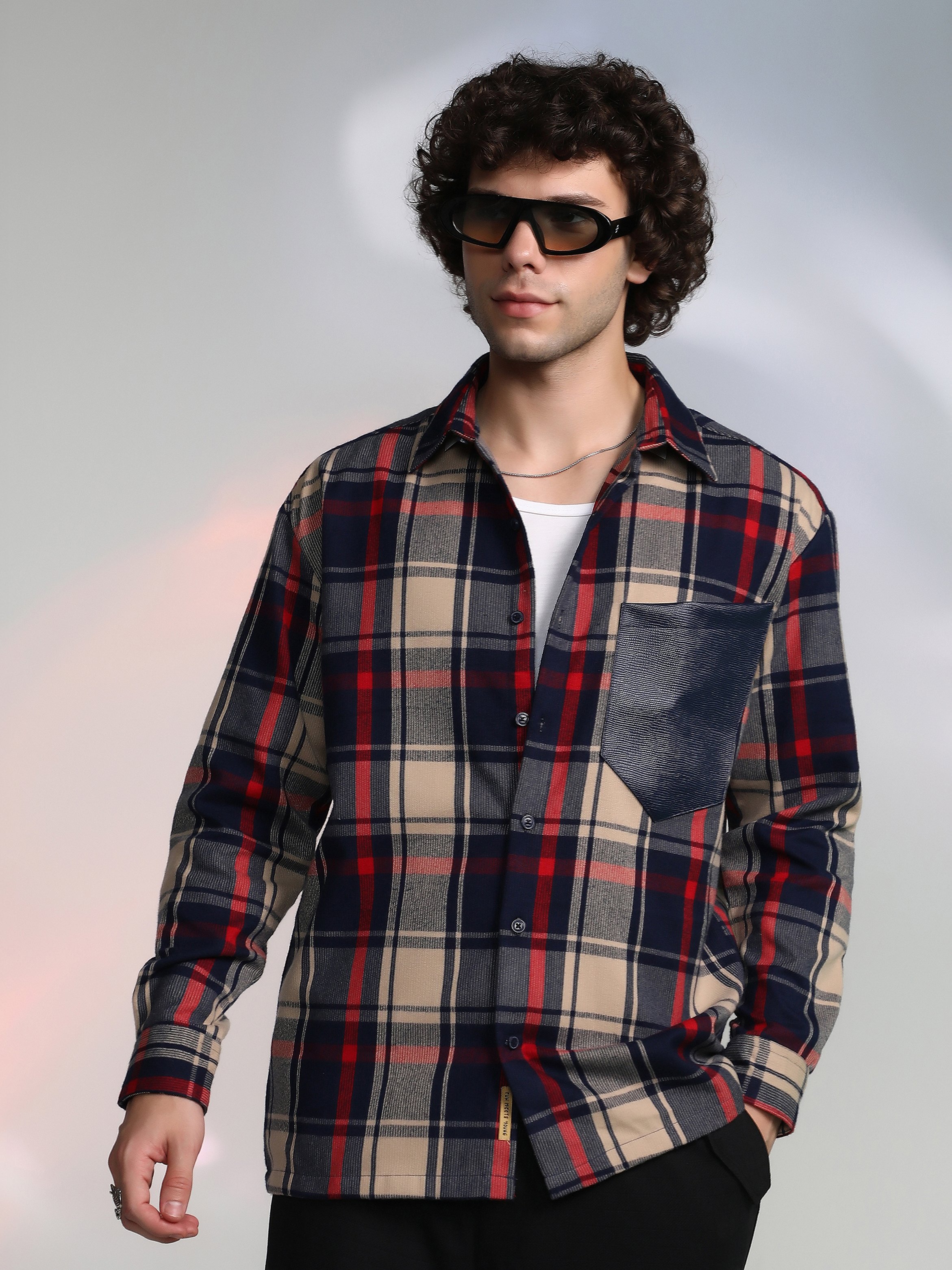 Men Checked Oversized Shirt