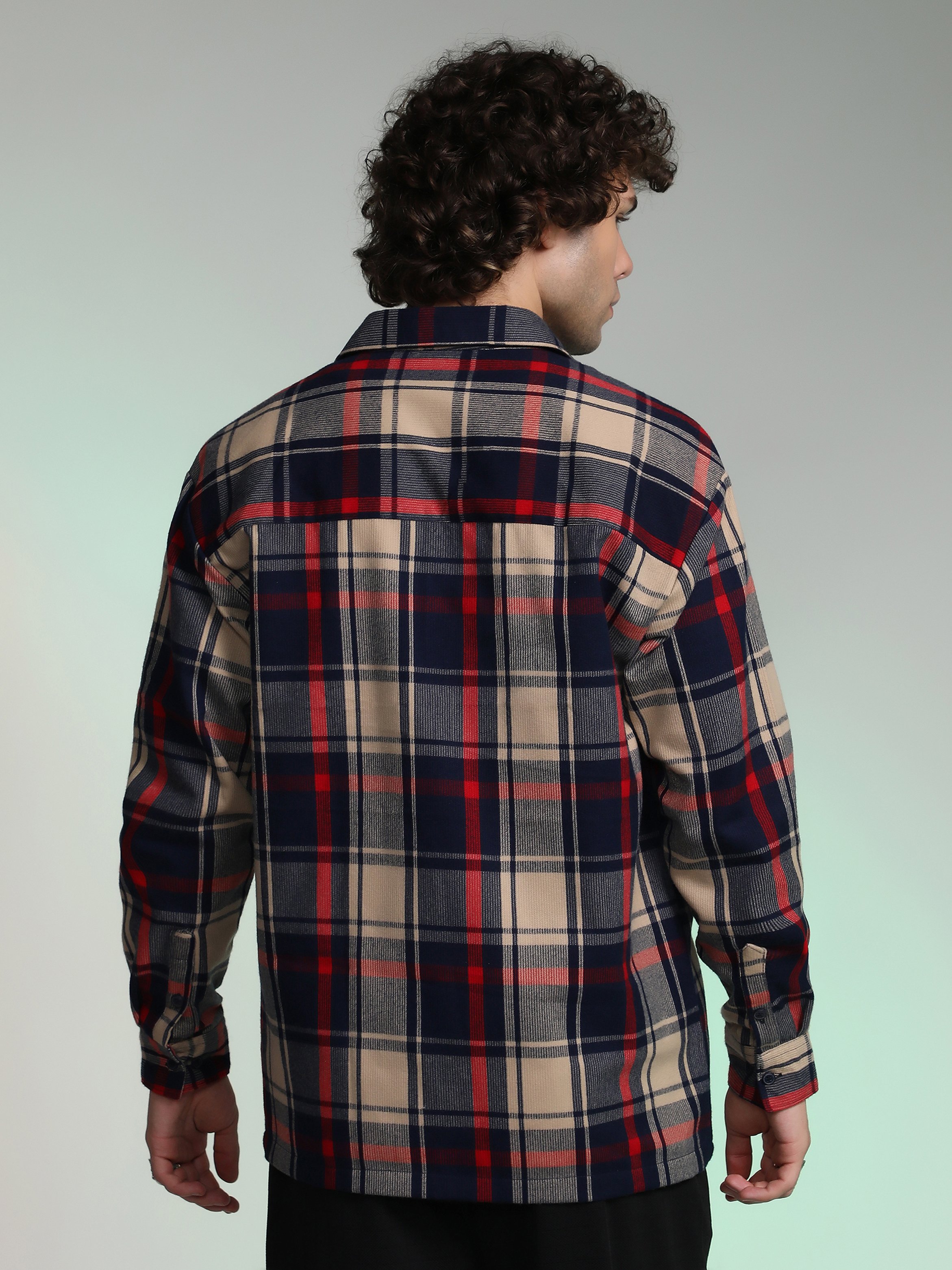 Men Checked Oversized Shirt