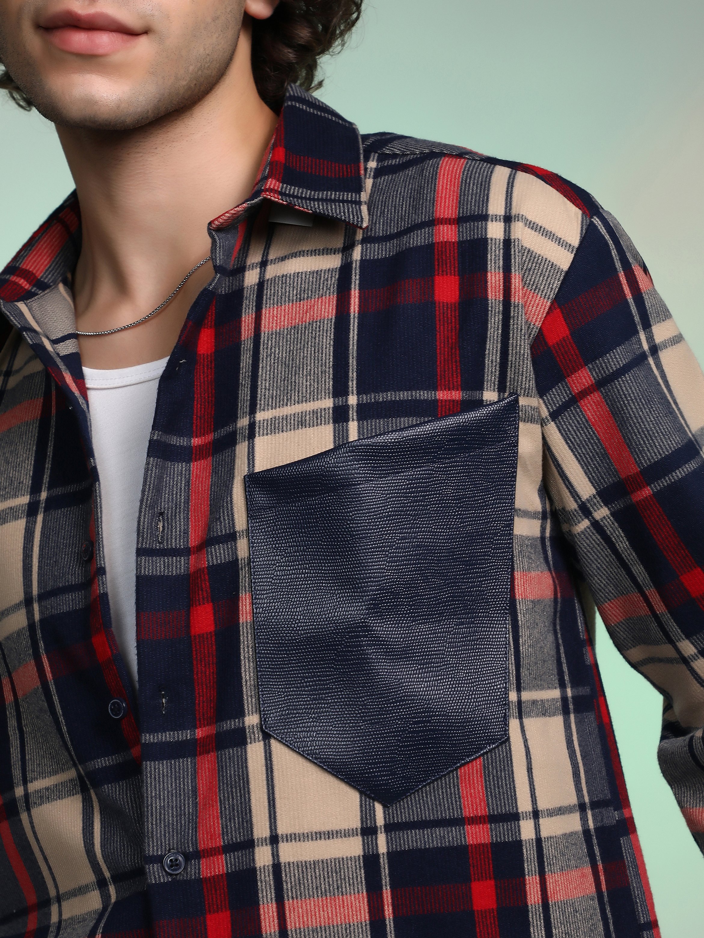 Men Checked Oversized Shirt