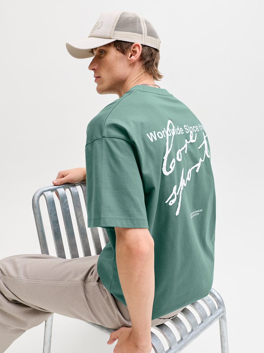 Green Oversized Script Back T-Shirt