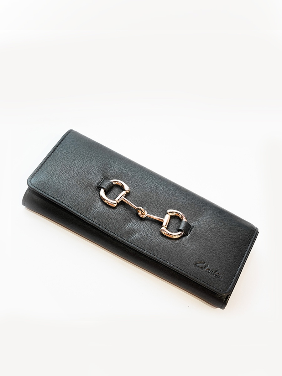Black Leather Two-Fold Wallet