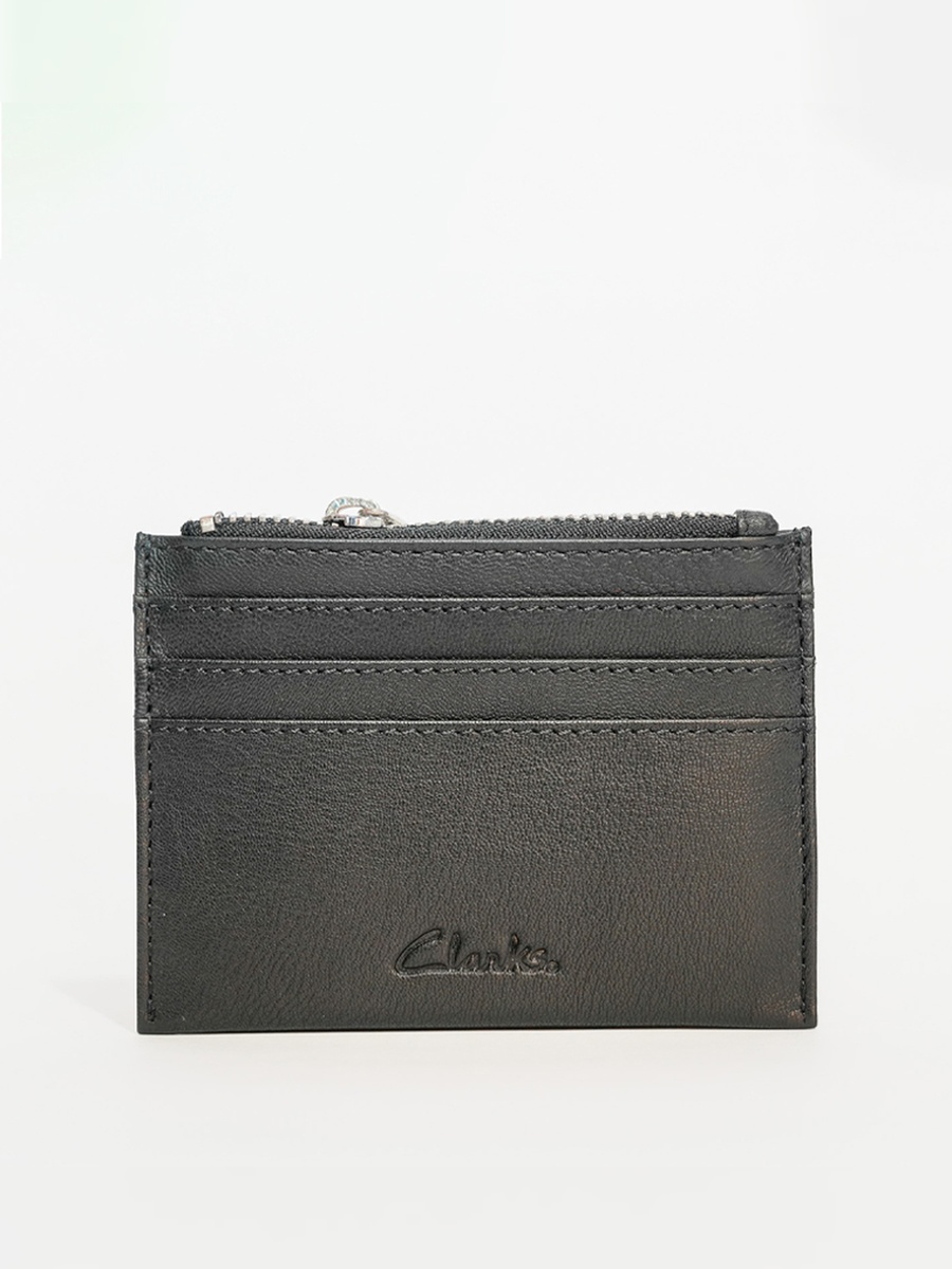 Men Black Logo Detail Leather Card Holder