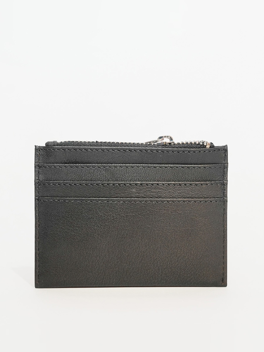 Men Black Logo Detail Leather Card Holder