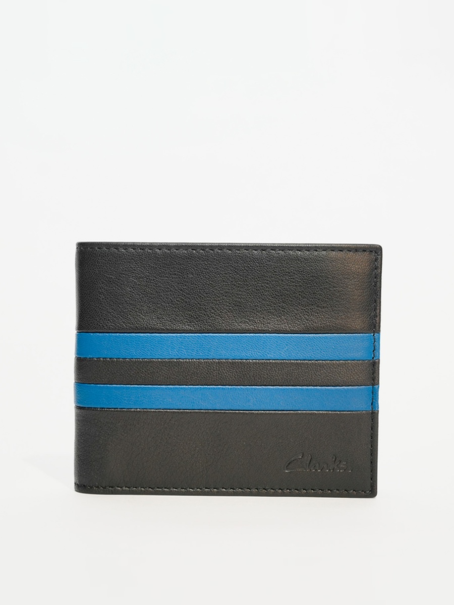 Men Black Contrast Detail Bi Fold Leather Wallet