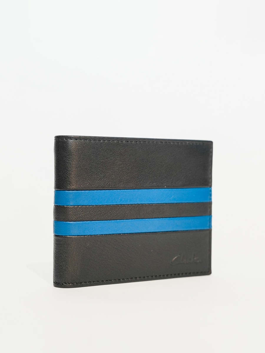 Men Black Contrast Detail Bi Fold Leather Wallet