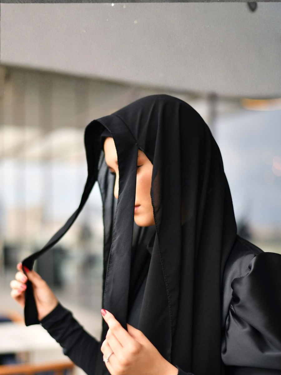 Solid Hijab with Tie Detail