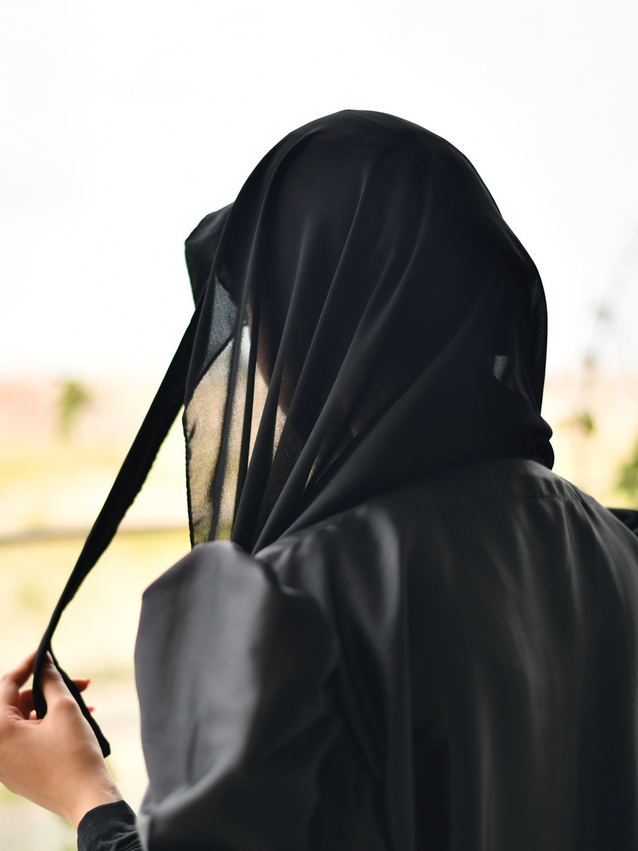 Solid Hijab with Tie Detail