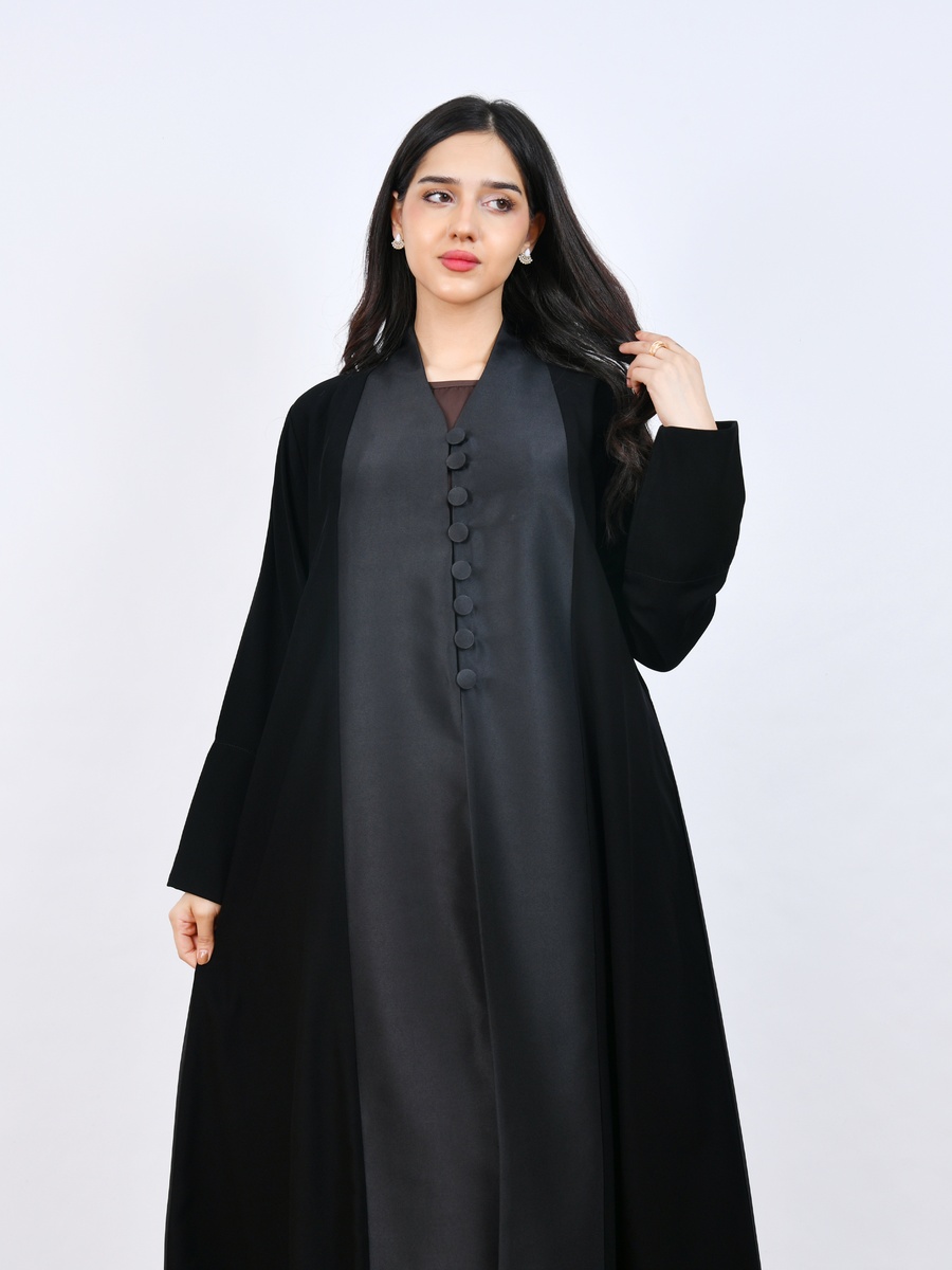 Black Classic Abaya with Buttons