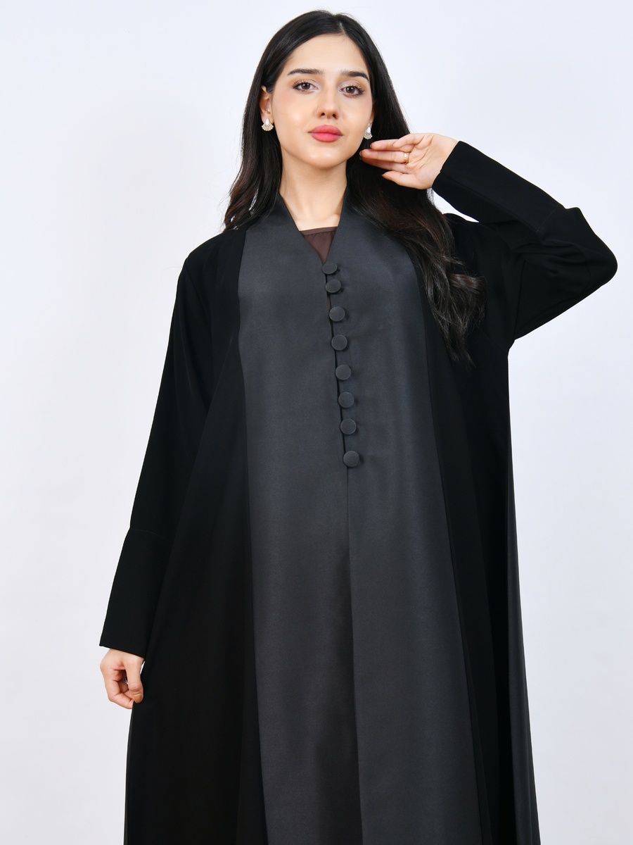 Black Classic Abaya with Buttons
