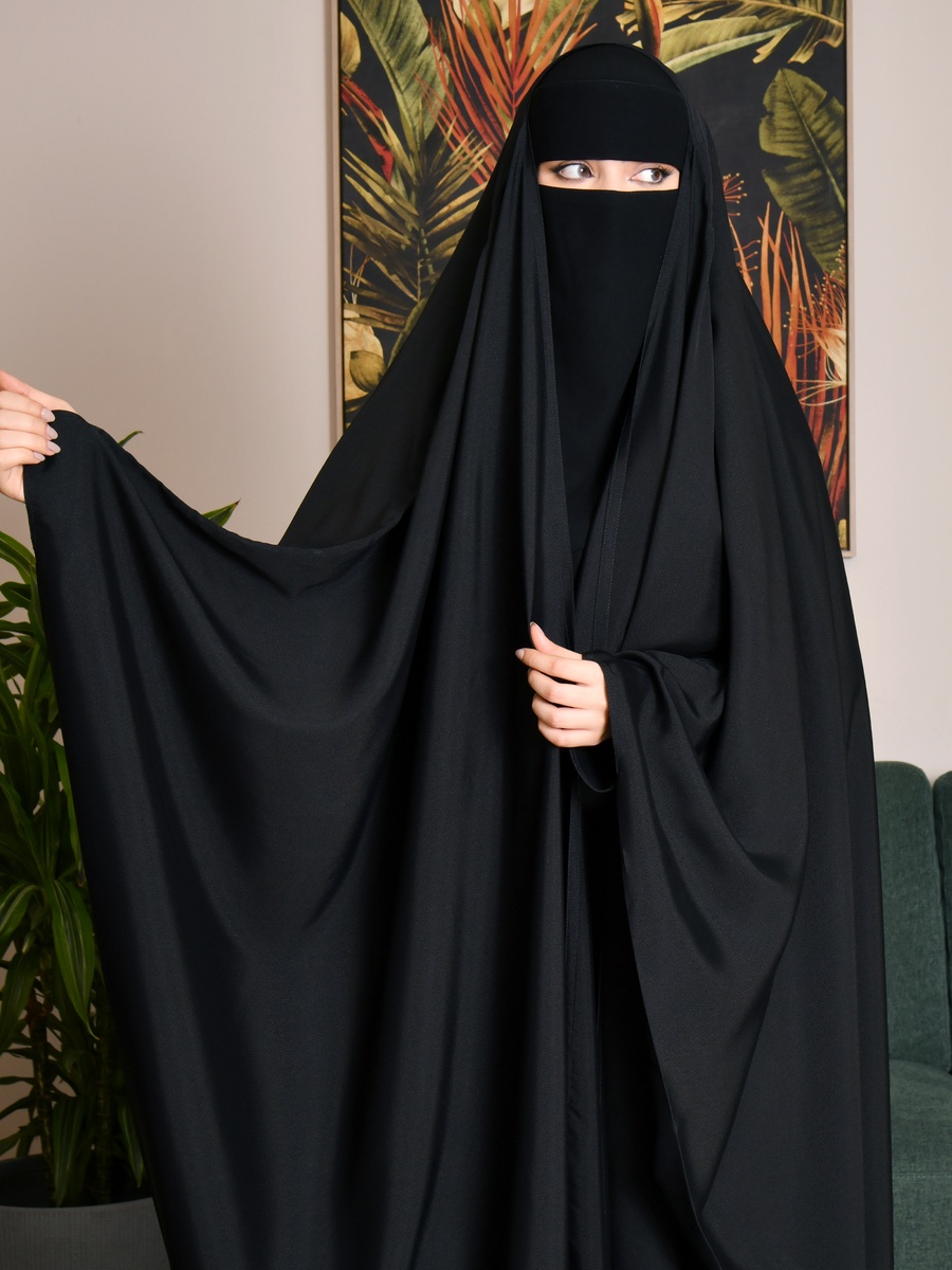 Black Butterfly Cut Abaya with Niqab