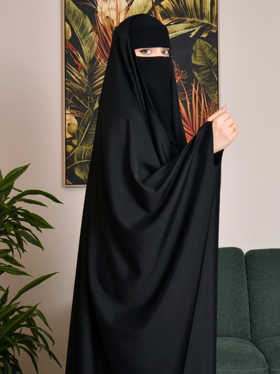 Black Butterfly Cut Abaya with Niqab