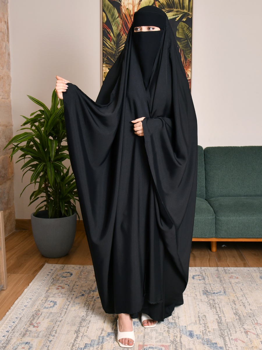 Black Butterfly Cut Abaya with Niqab