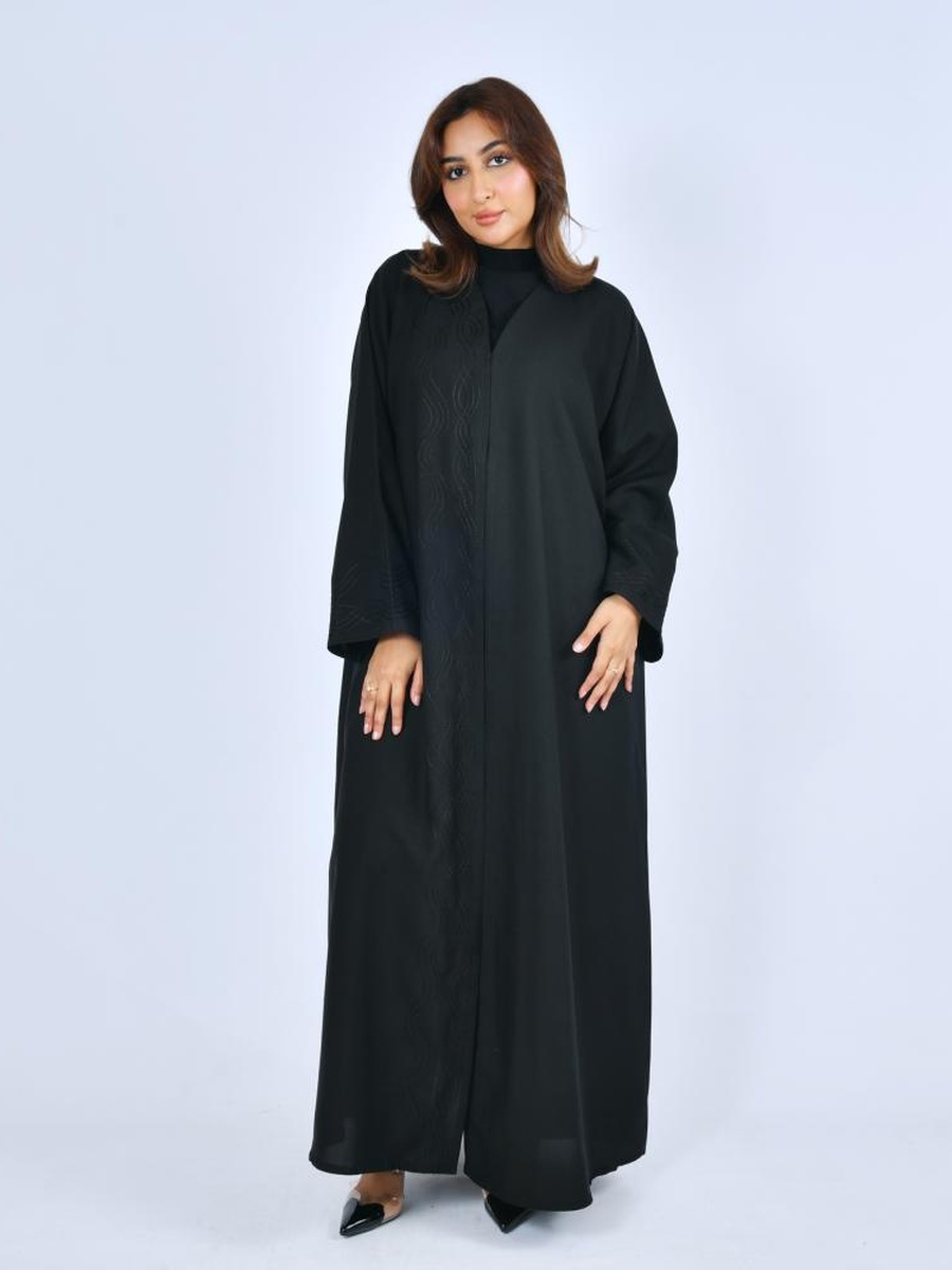 Black Embroidered Pattern Abaya