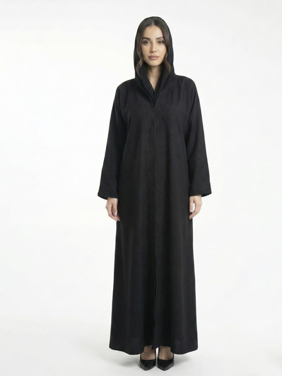 Black Long Sleeve Abaya with Embroidery