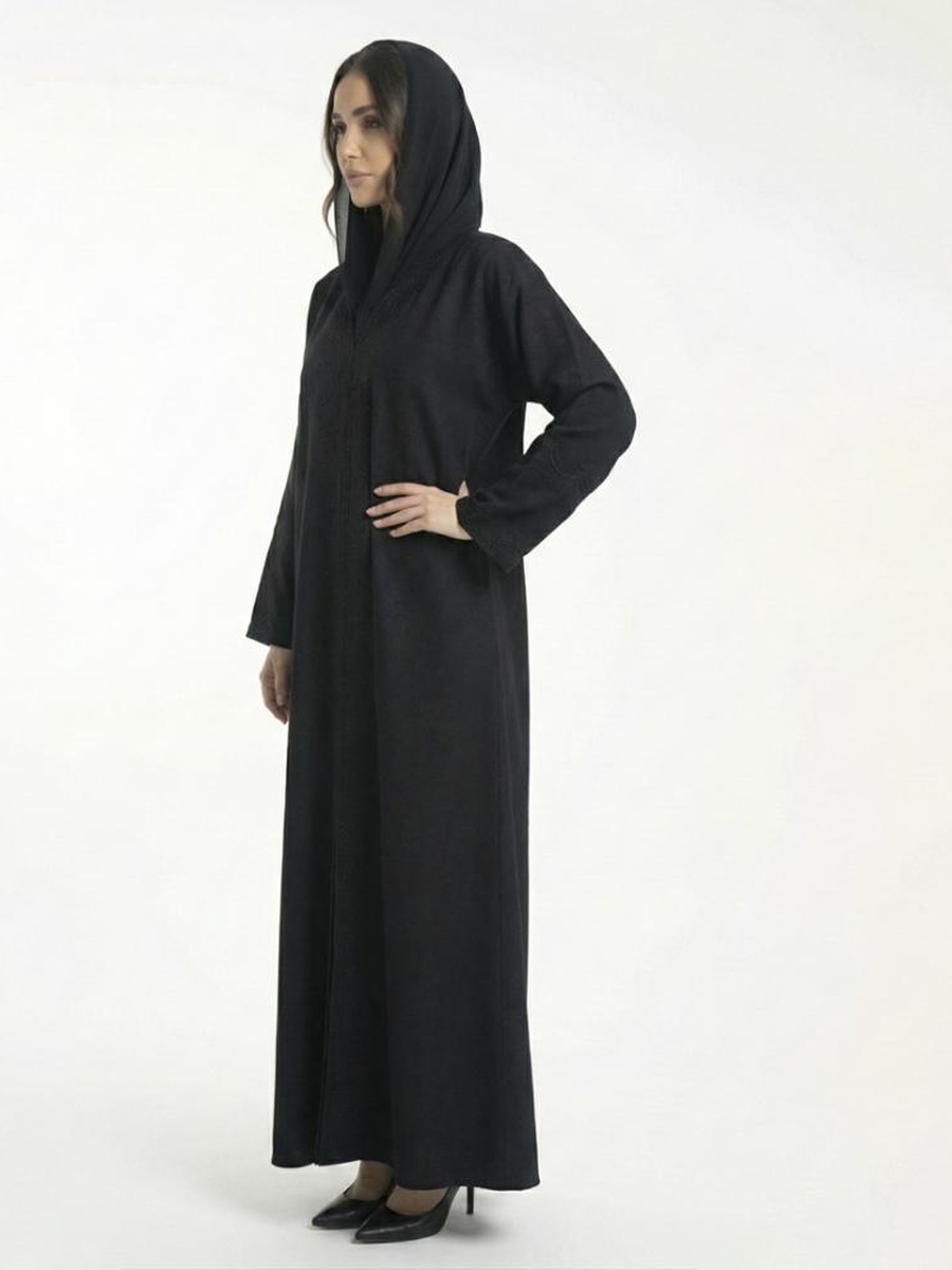 Black Long Sleeve Abaya with Embroidery
