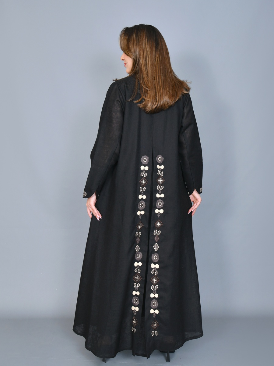 Black Embroidered Trim Abaya