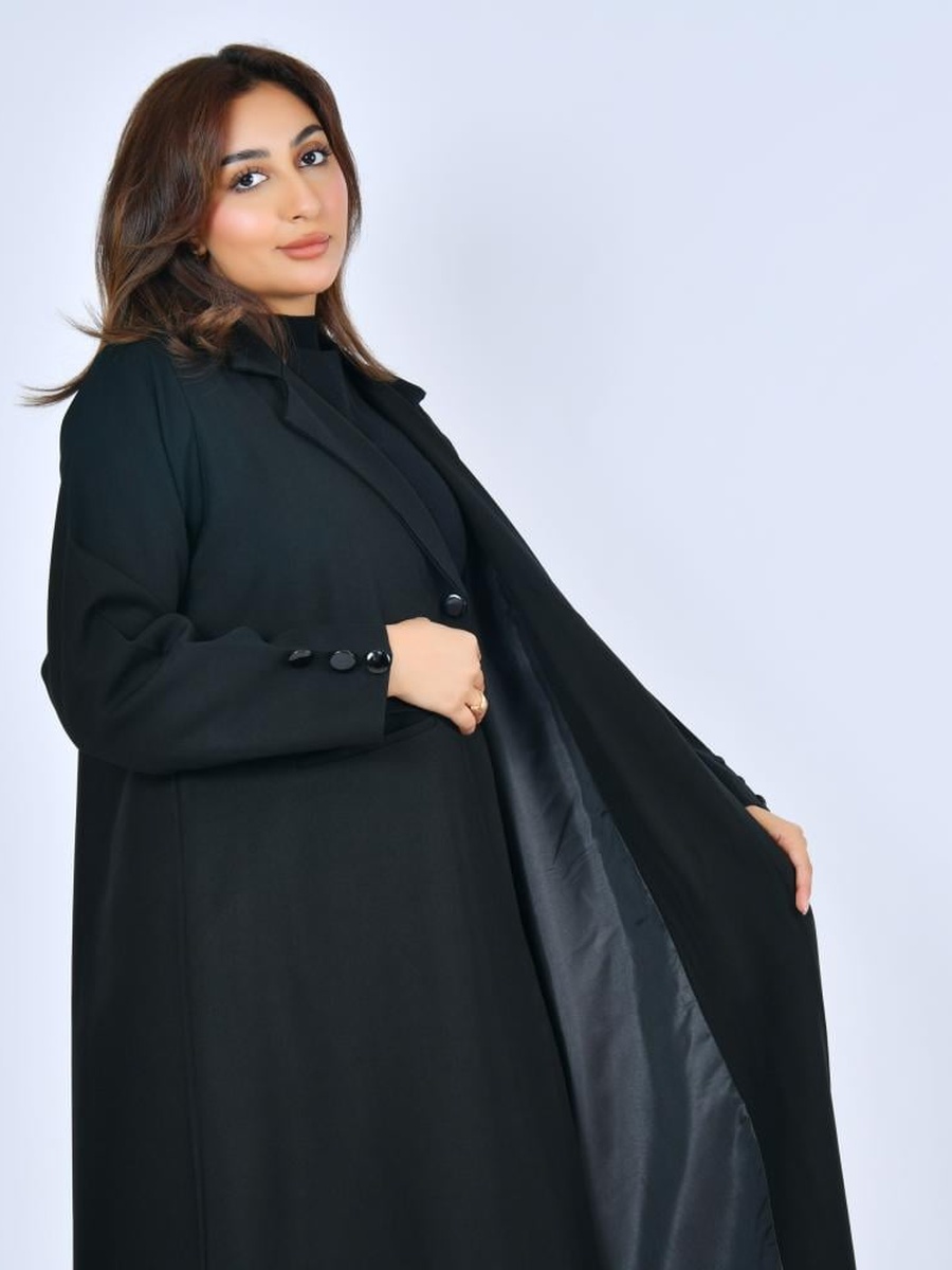 عباية بليزر ببطانة داخلية - أسود