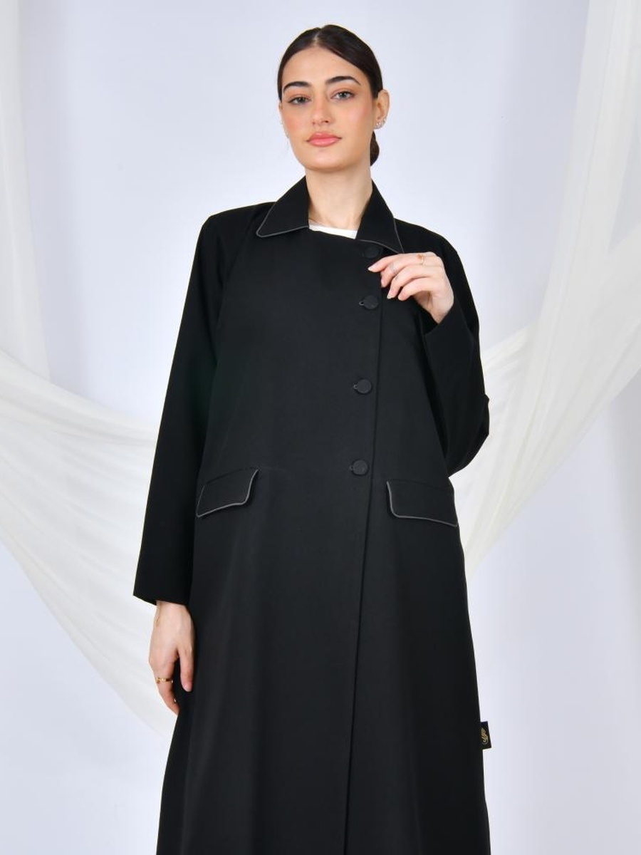 Black Formal Abaya with Flap Pockets