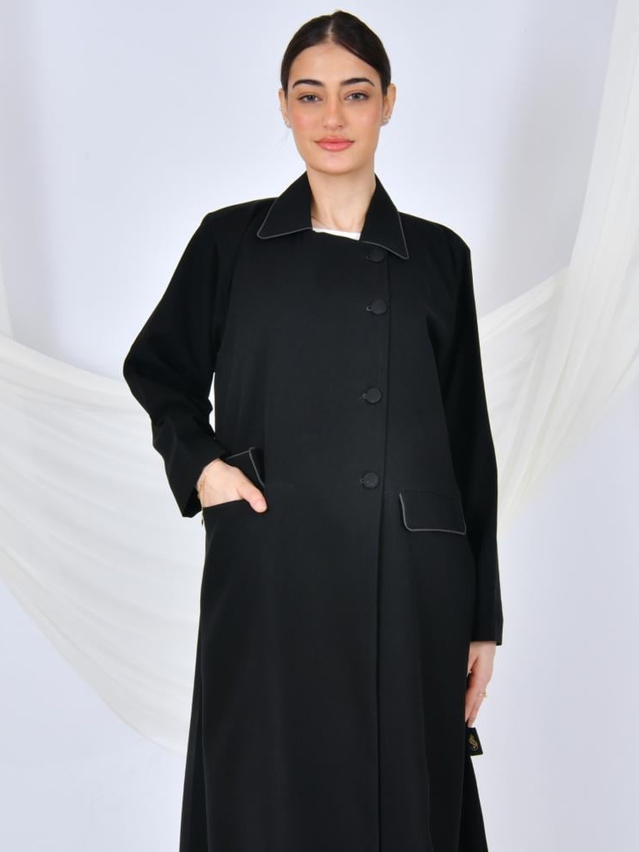 Black Formal Abaya with Flap Pockets