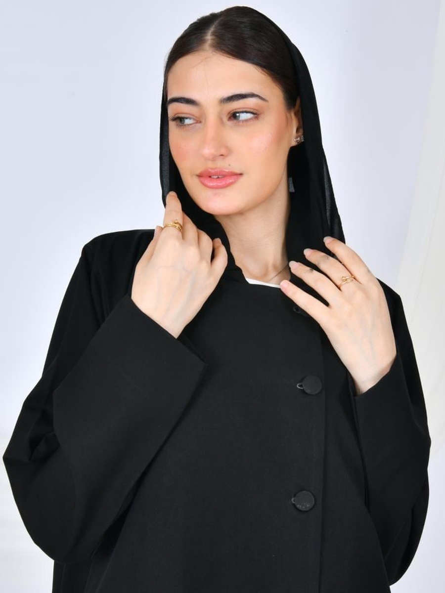 Black Formal Abaya with Flap Pockets