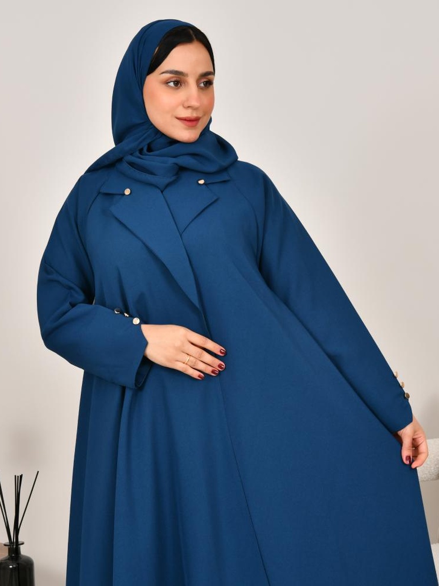 عباية بليزر واسعة وأزرار - أزرق