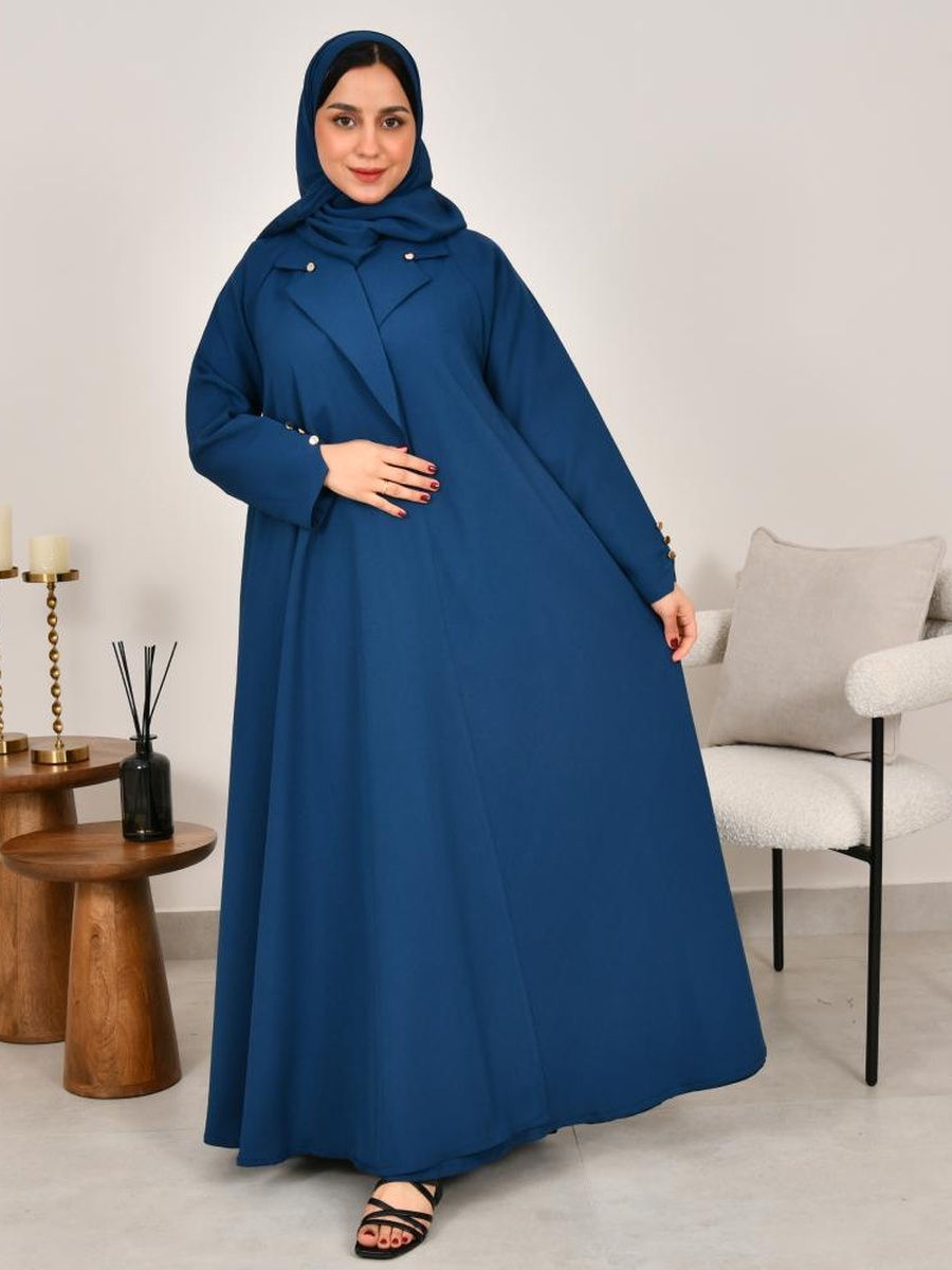 عباية بليزر واسعة وأزرار - أزرق