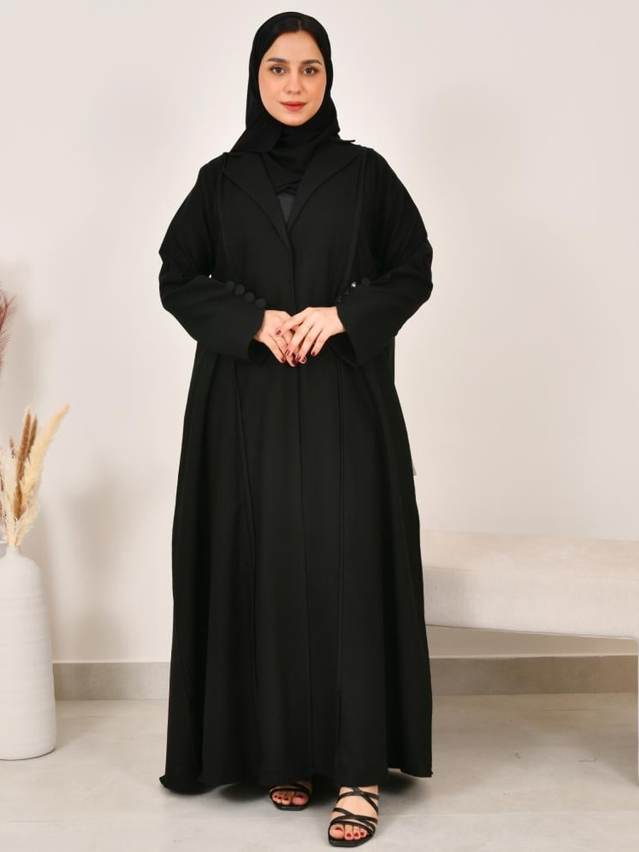 عباية بياقة - أسود