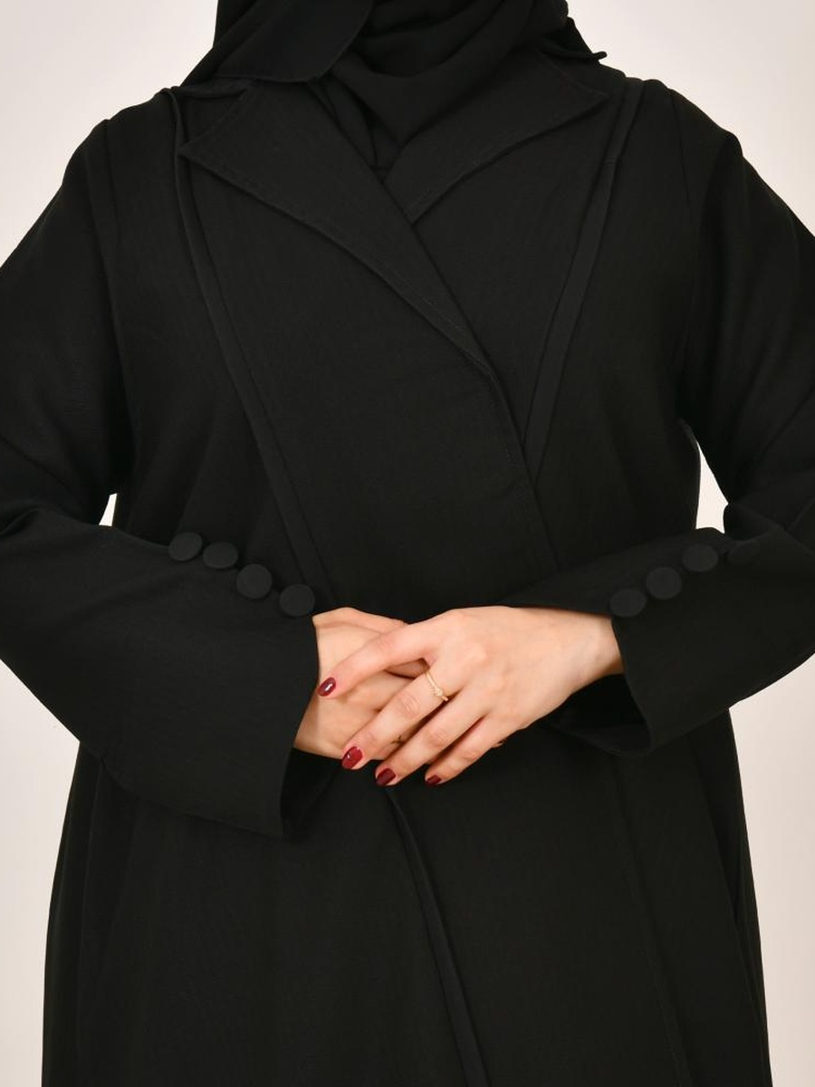 عباية بياقة - أسود