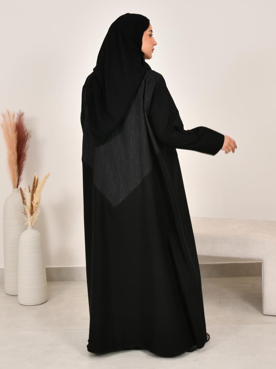 عباية بتصميم بليزر وأزرار - أسود