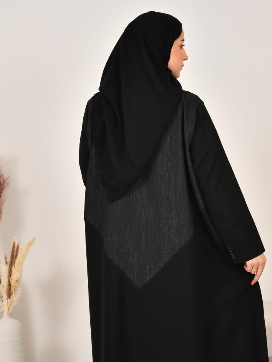 عباية بتصميم بليزر وأزرار - أسود