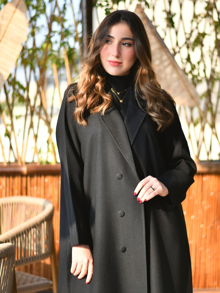 Black Formal Wrap Blazer-Style Abaya