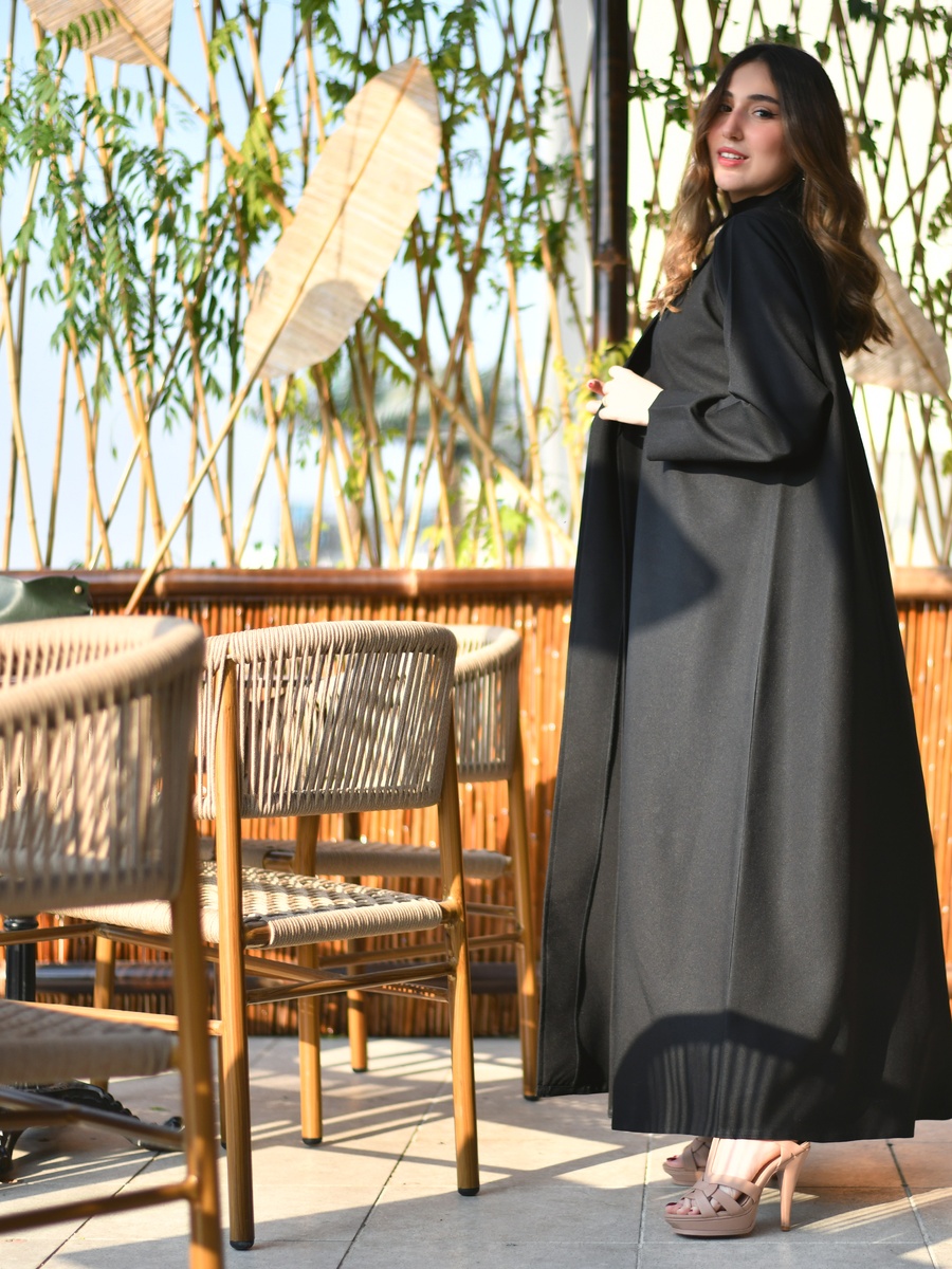 Black Formal Wrap Blazer-Style Abaya