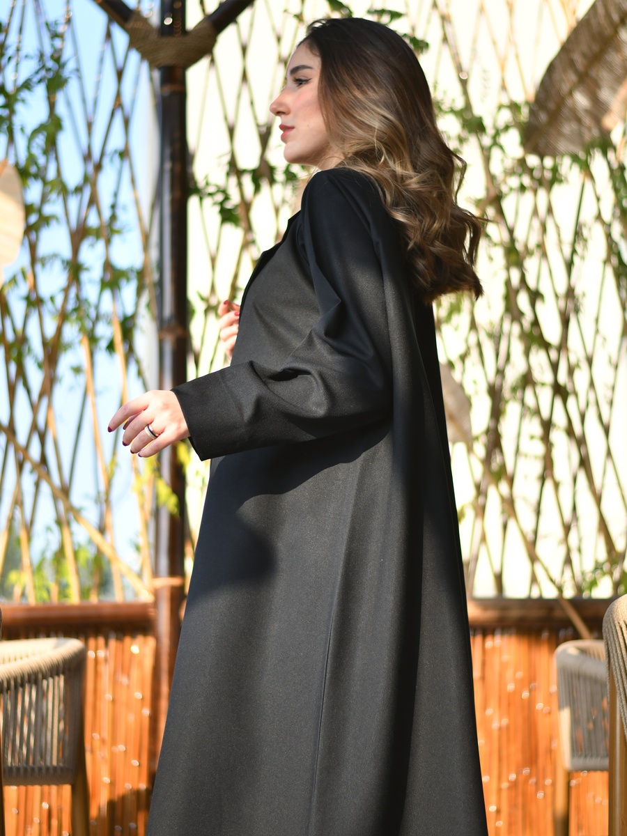 Black Formal Wrap Blazer-Style Abaya