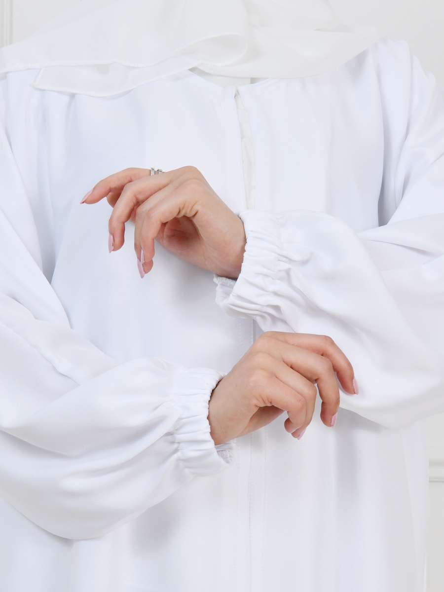 White Hajj Abaya with Snap Closure