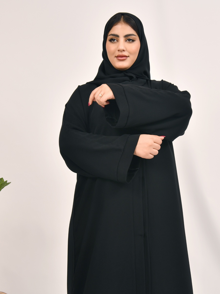 Black Solid Wide Sleeves Abaya