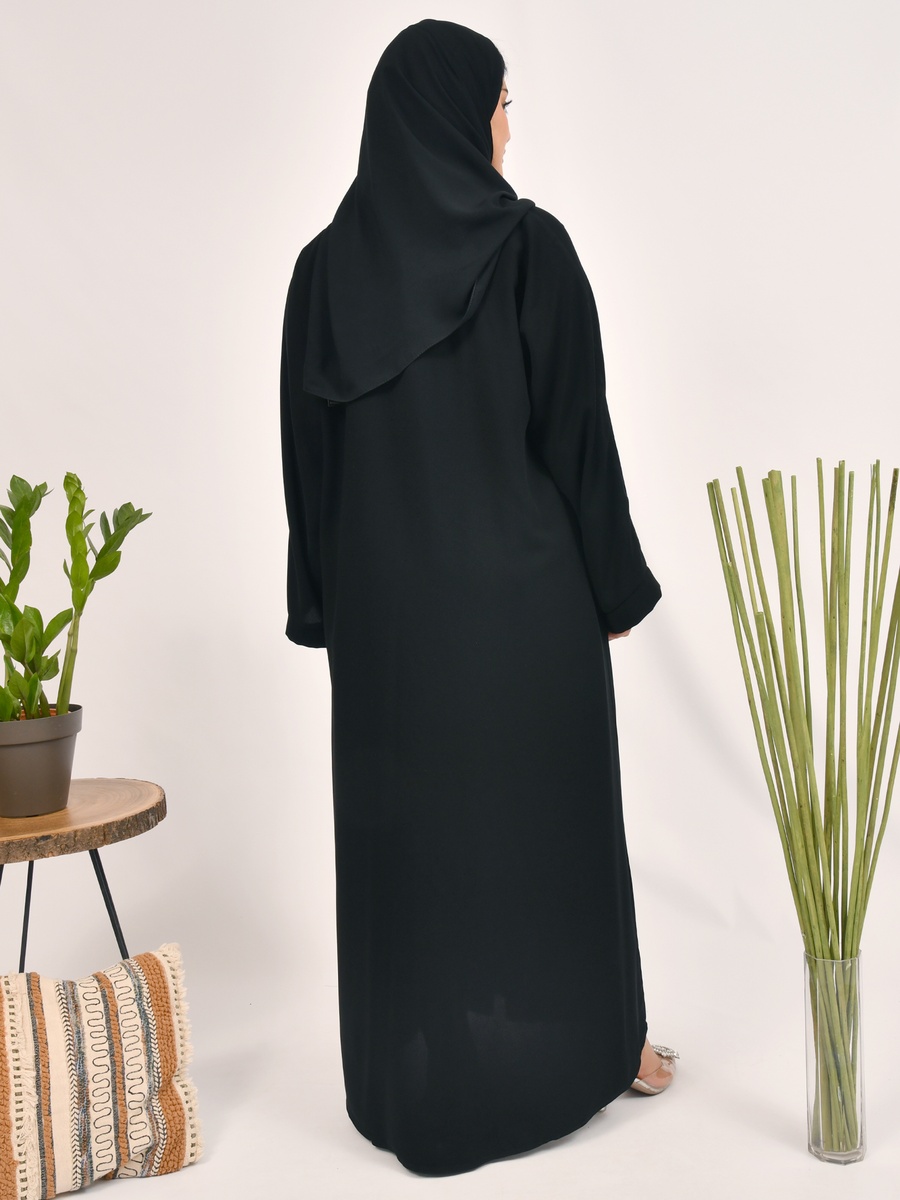 Black Solid Wide Sleeves Abaya