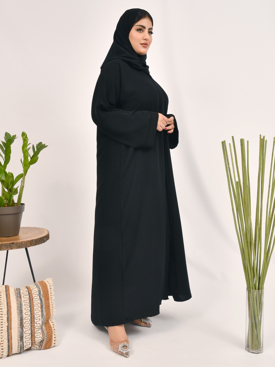 Black Solid Wide Sleeves Abaya