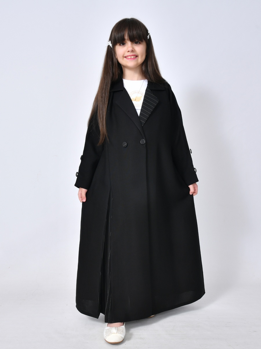 Girls Talia Abaya with Lapel Neck