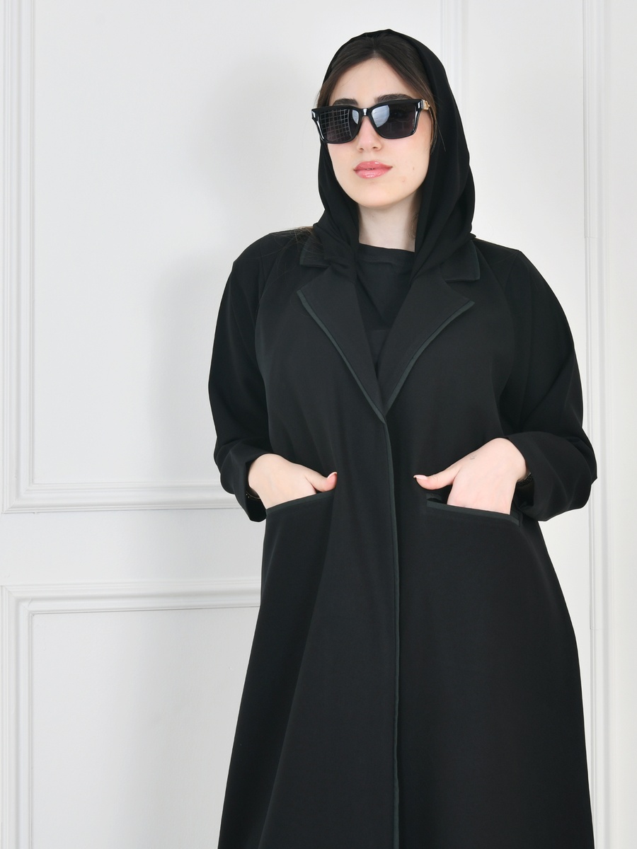 Black Formal Wrap Abaya with Hidden Pockets