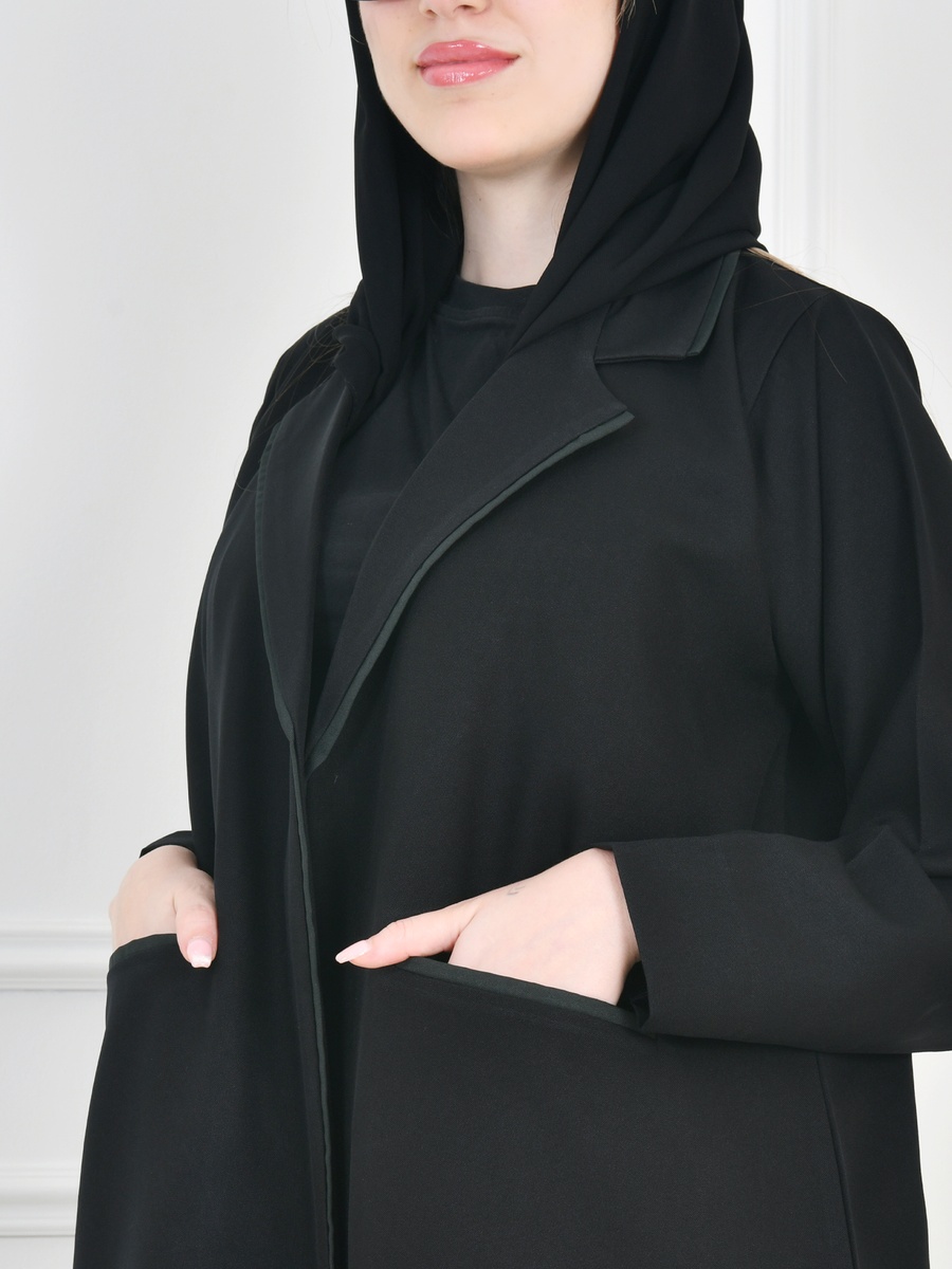 Black Formal Wrap Abaya with Hidden Pockets